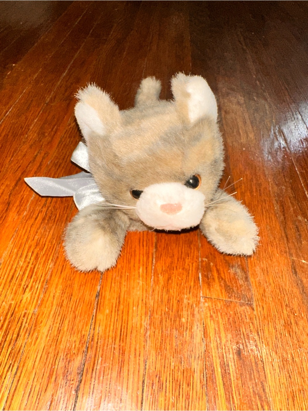 The Bearington Collection Cute Gray Tiger Cat Lying Plush Toy 9"